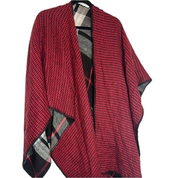 Woolrich Red Black Cape/Shaw Reversible Wool *WARM & COZY - Picture 12 of 12